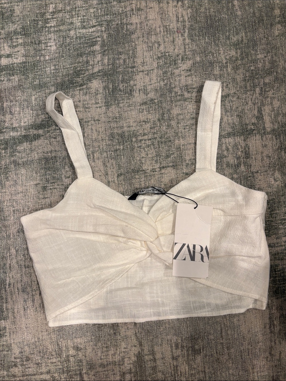 Zara Cream Twist-Front Crop Top